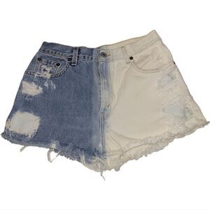 PETROS Vintage USA Levi's 501 Custom Redone Acid Dye Cutoff Denim Jean Shorts